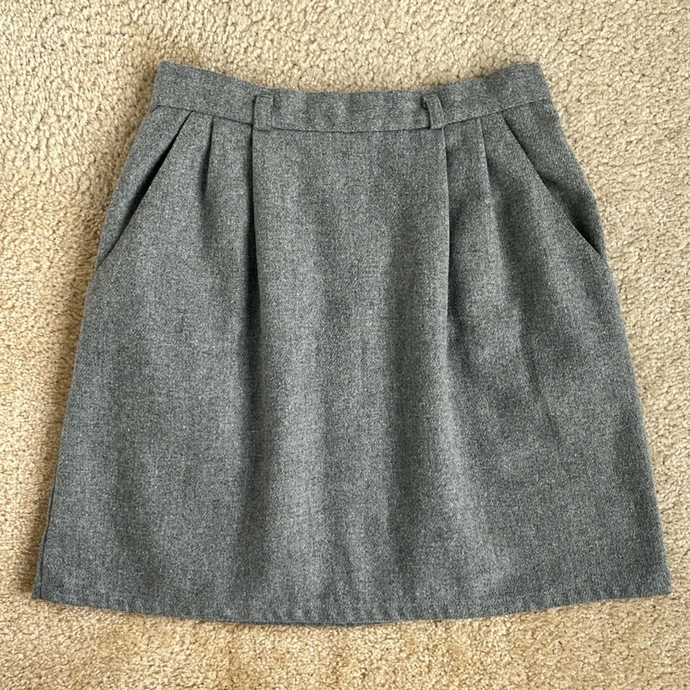 Wool Blend Grey Mini Skirt in Size XS
